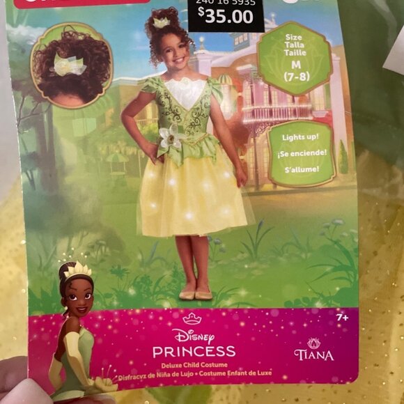 Disney Princess Tiana Halloween Costume Child M 7-8 Light-Up Dress Up Video - Picture 6 of 7